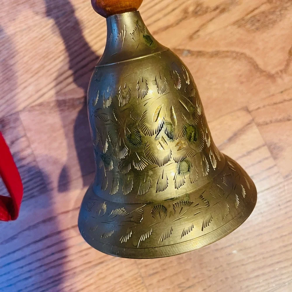 MSR 11” large brass bell with a wood handle Vintage